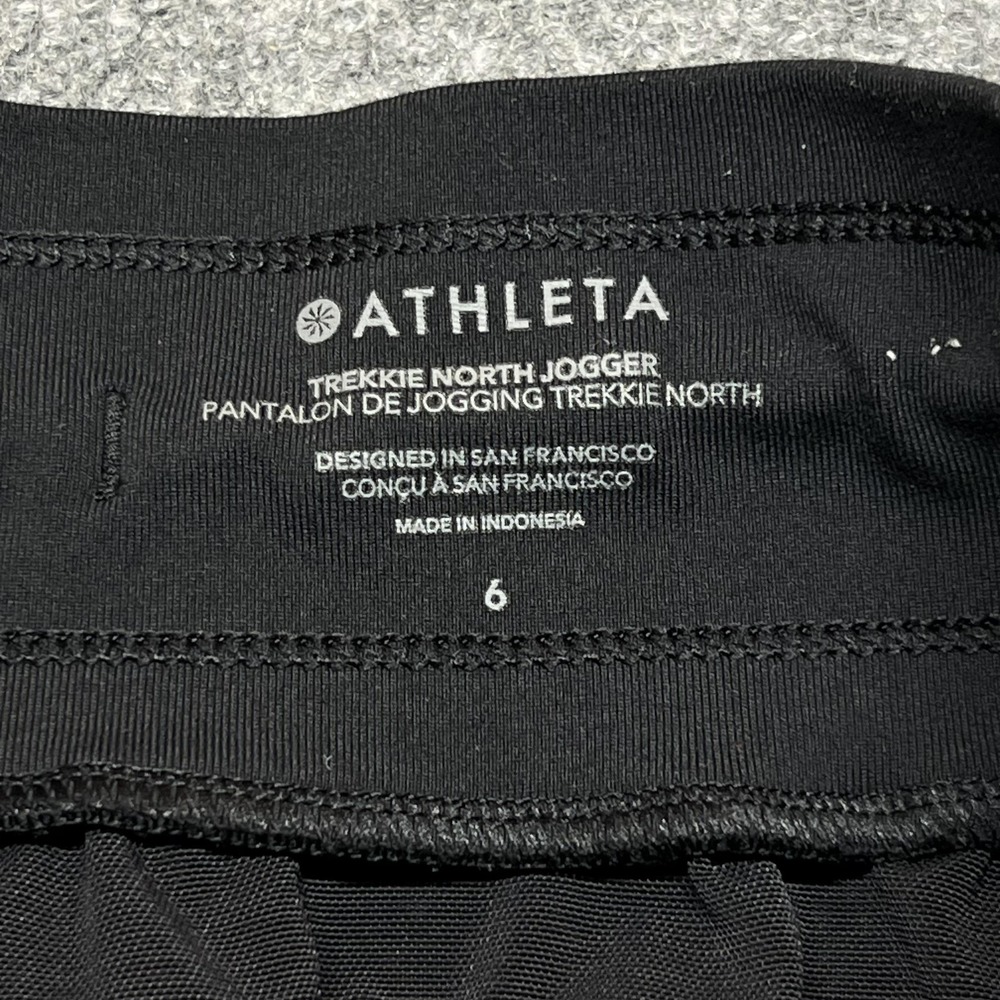 Athleta Jogger Pants Womens 6 Black Trekkie North Elastic Waist Zip Pockets - Picture 6 of 13